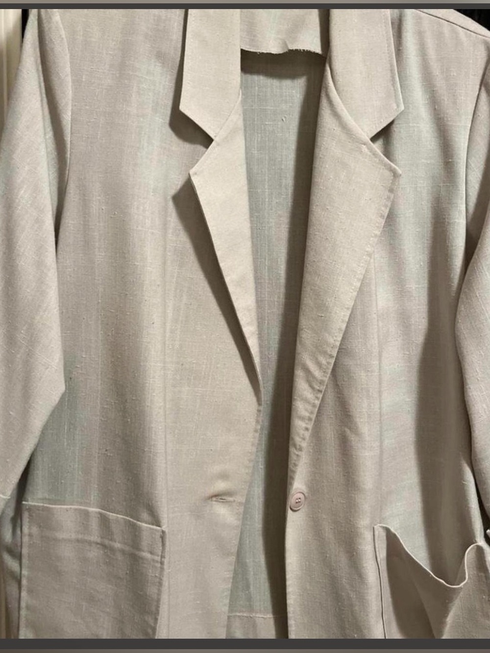 Linen Blazer Jacket Vintage Size 44 Beige Oversized Lagenlook Minimalist